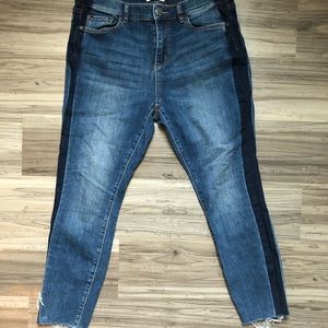 Loft Outlet Frayed Two Toned skinny Jeans
